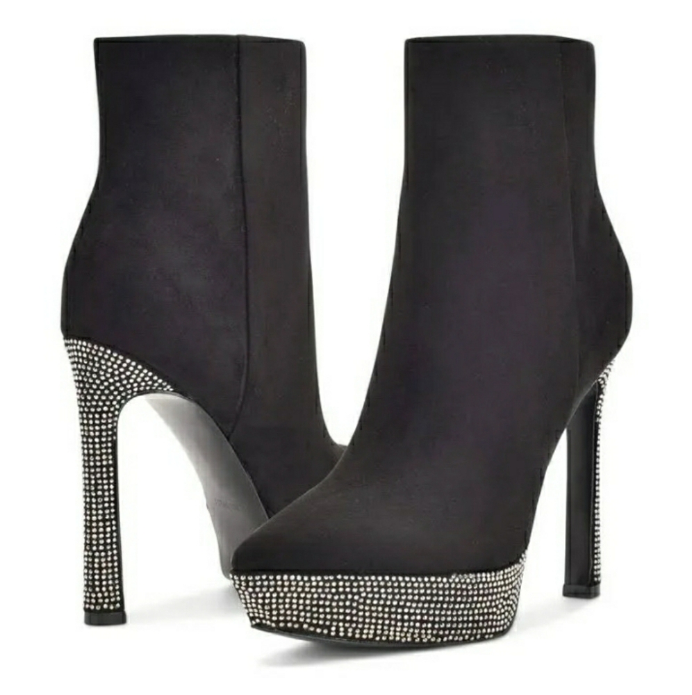 Nine West Size 10 Shoes Brand New Booties Rhinestone Platform Suede Heels Sexy